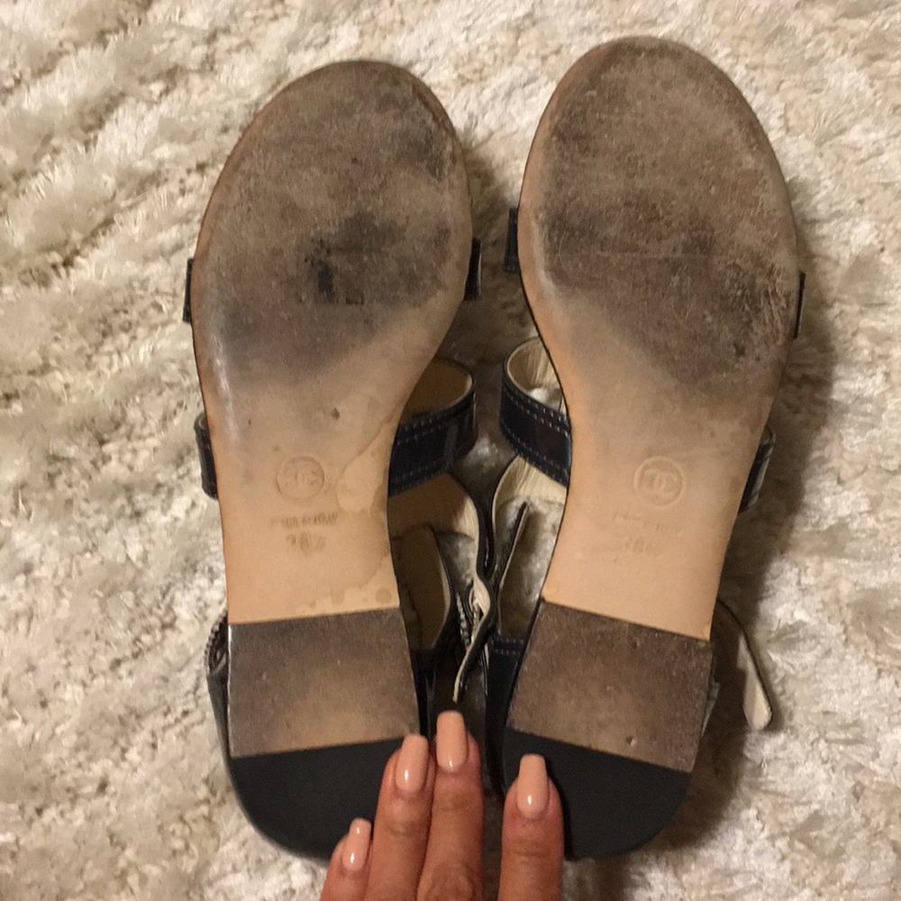 Chanel sandals turquoise blue grey Great condition - Picture 5 of 7